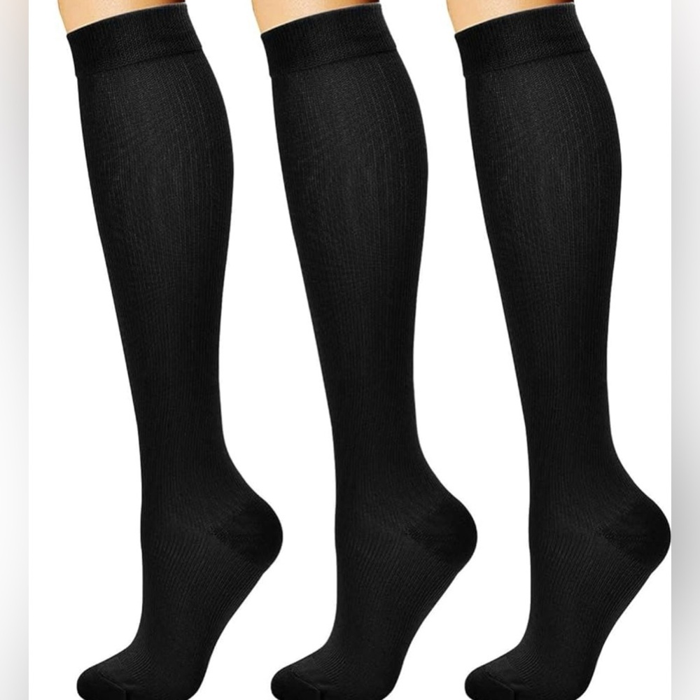 Compression Socks for Women & Men Circulation (3 Pairs) 15-20 mmHg in Bl…